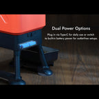 Plug in via Type-C for daily use or switch to built-in battery power for outlet-free setups.