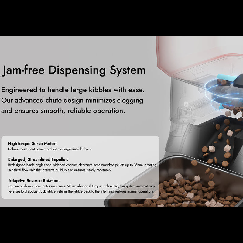 Engineered to handle large kibbles with ease. Our advanced chute design minimizes clogging and ensures smooth, reliable operation.