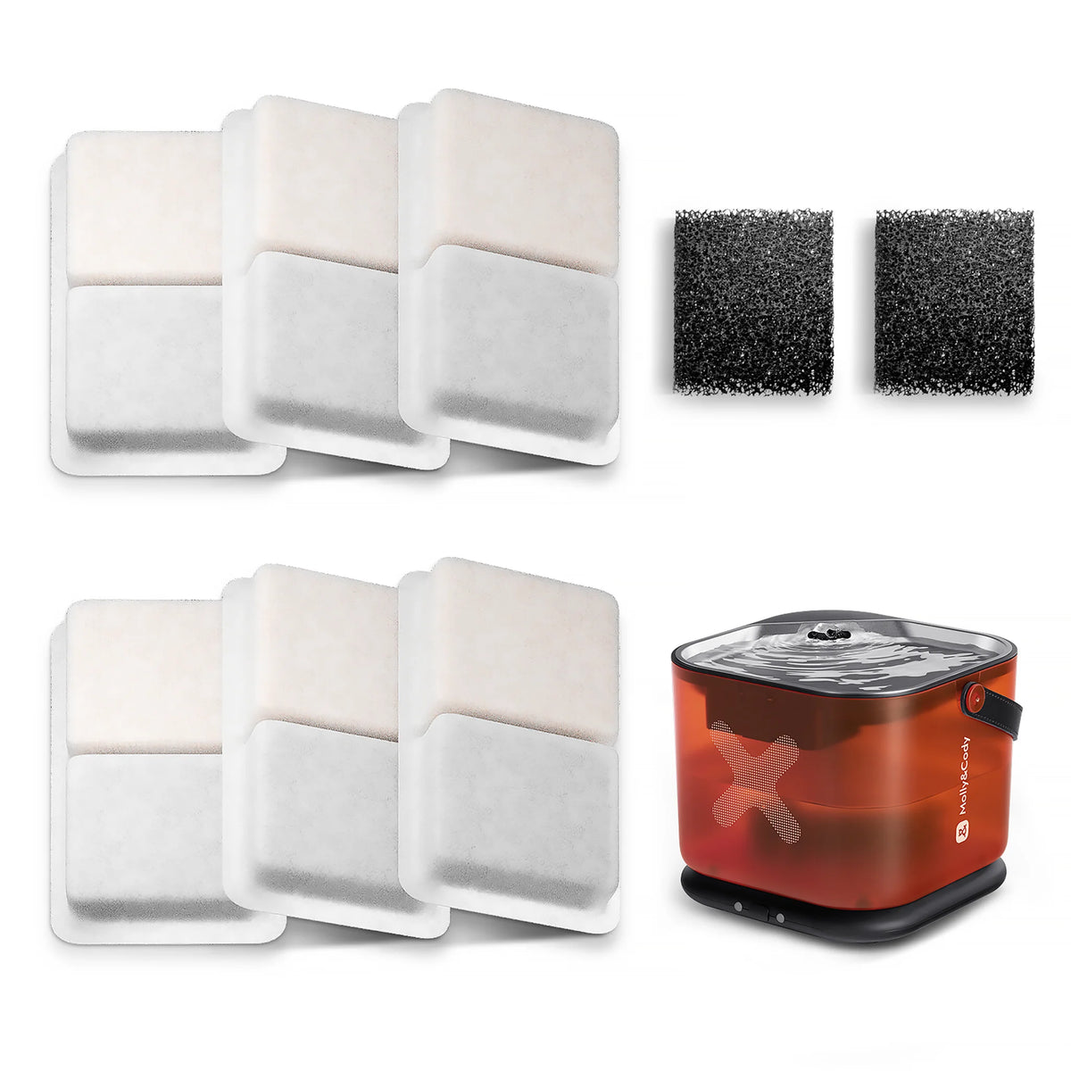 Molly&Cody Replacement Filters for 3L Cordless Water Fountain – 8 Pack
